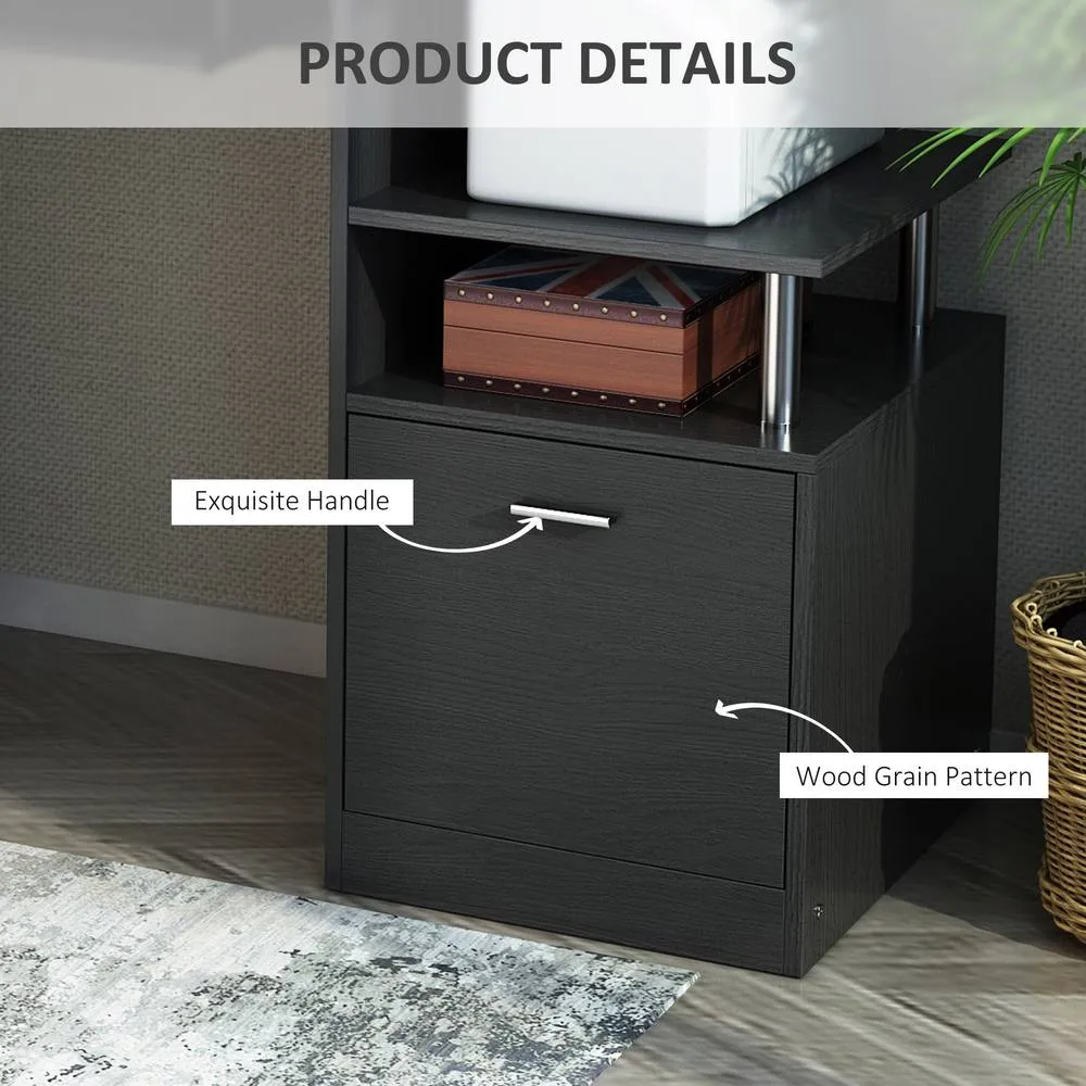 HOMCOM Wood Computer Desk Laptop Workstation PC Table Drawer Shelf Office in Black 5