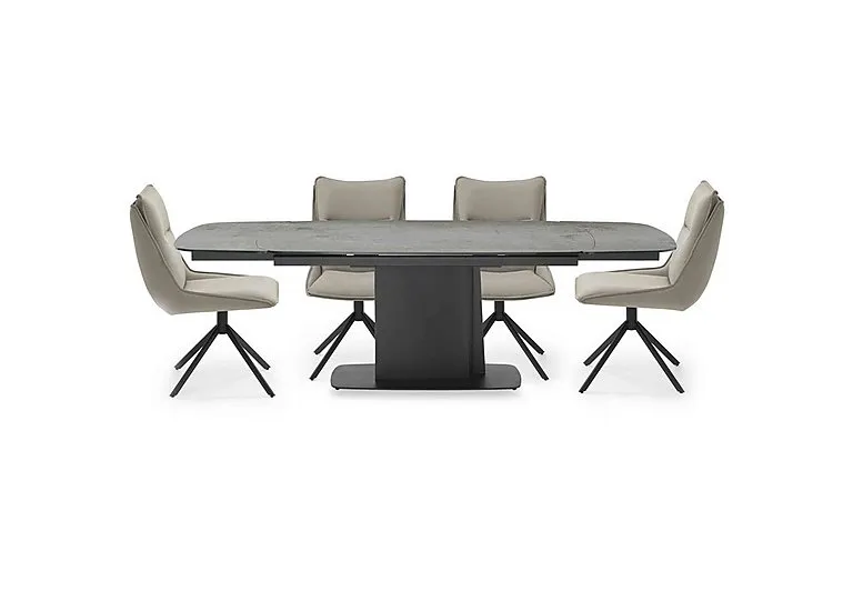 Catalina Large Extending Dining Table and 4 Swivel Chairs - Taupe