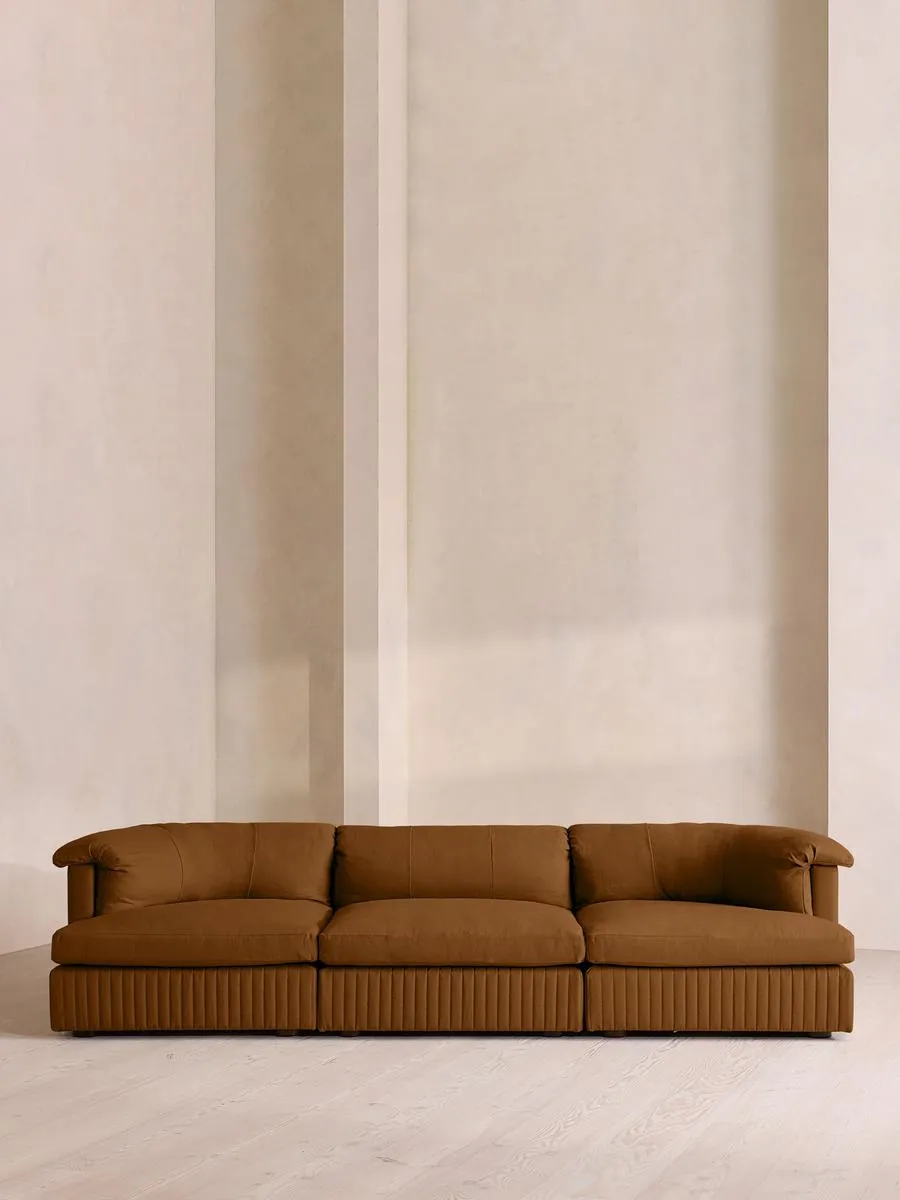 Oona Deep Sit Modular Sofa, Four Seater, Linen, Terracotta