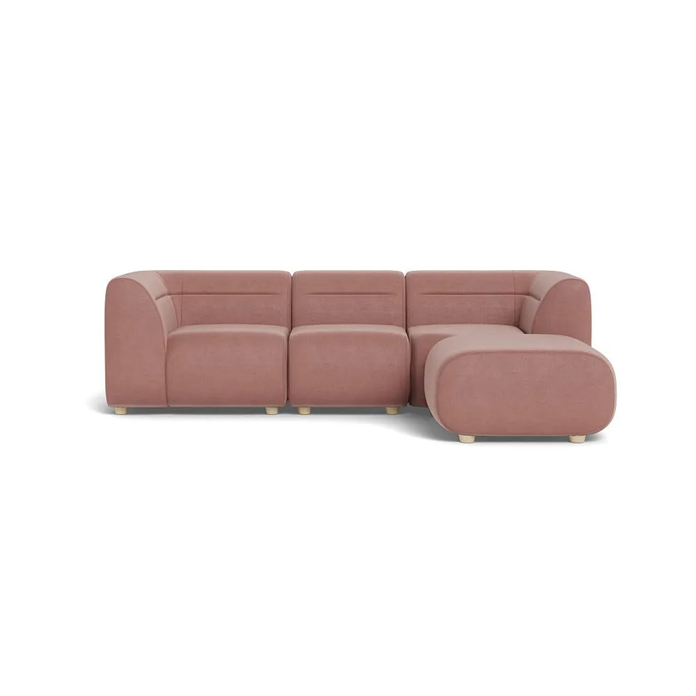 Heal's Lilli Right Hand Facing Compact Corner Smart Luxe Velvet Dusky Pink Natural Beech Feet 1