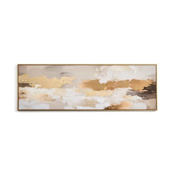 Abstract Gold & Neutral Landscape Framed Canvas 3