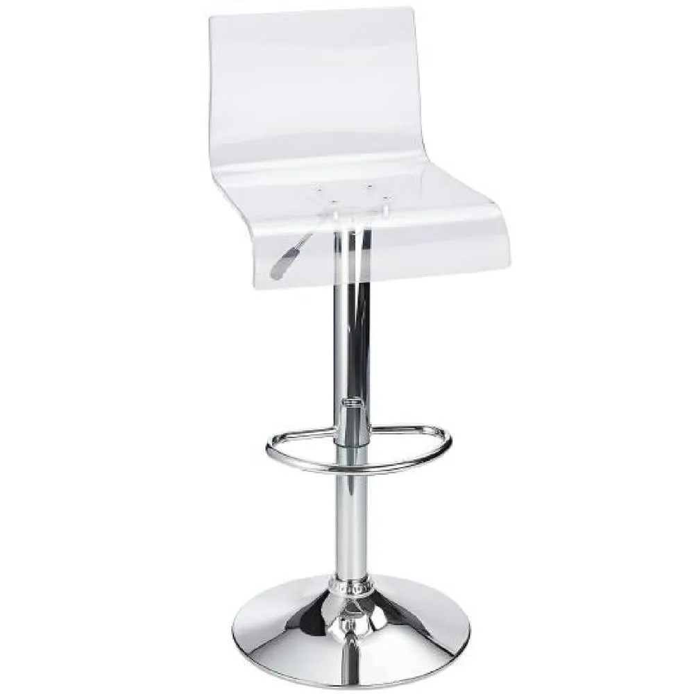 netfurniture Snazzy Acrylic Adjustable Breakfast Bar Stool with Swivel Seat - Clear 3