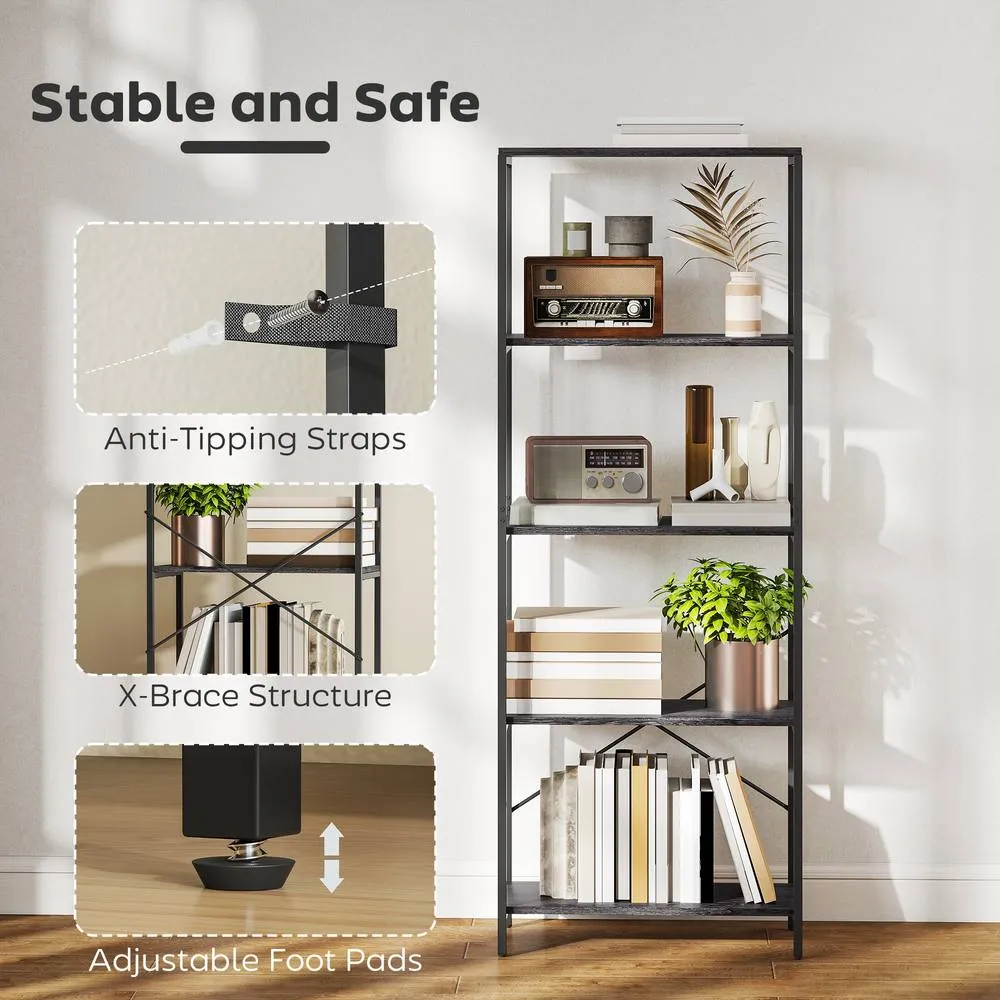 HOMCOM Modern Bookshelf, Freestanding Bookcase in Grey 5