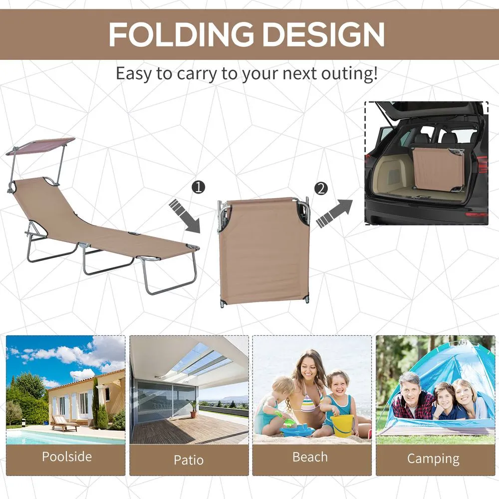 OUTSUNNY Reclining Sun Loungers, Folding Recliners for Garden Patio, Tan 6