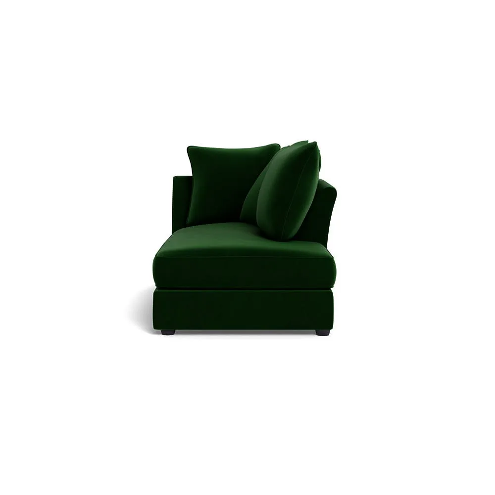 Heal's Tailor Right Hand Facing Chaise Unit Smart Velvet Forest Black Feet 1