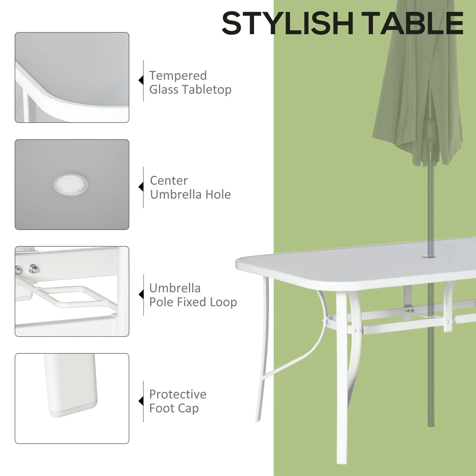 OUTSUNNY 7 Piece Garden Dining Set with Dining Table & Chairs for Backyard in Grey 4