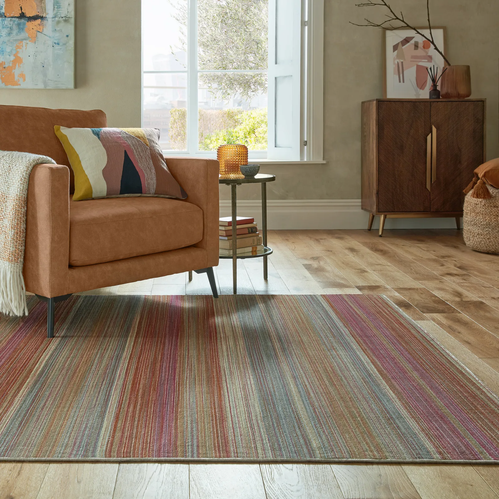 Rhea Stripe Rug Red/Green/Purple