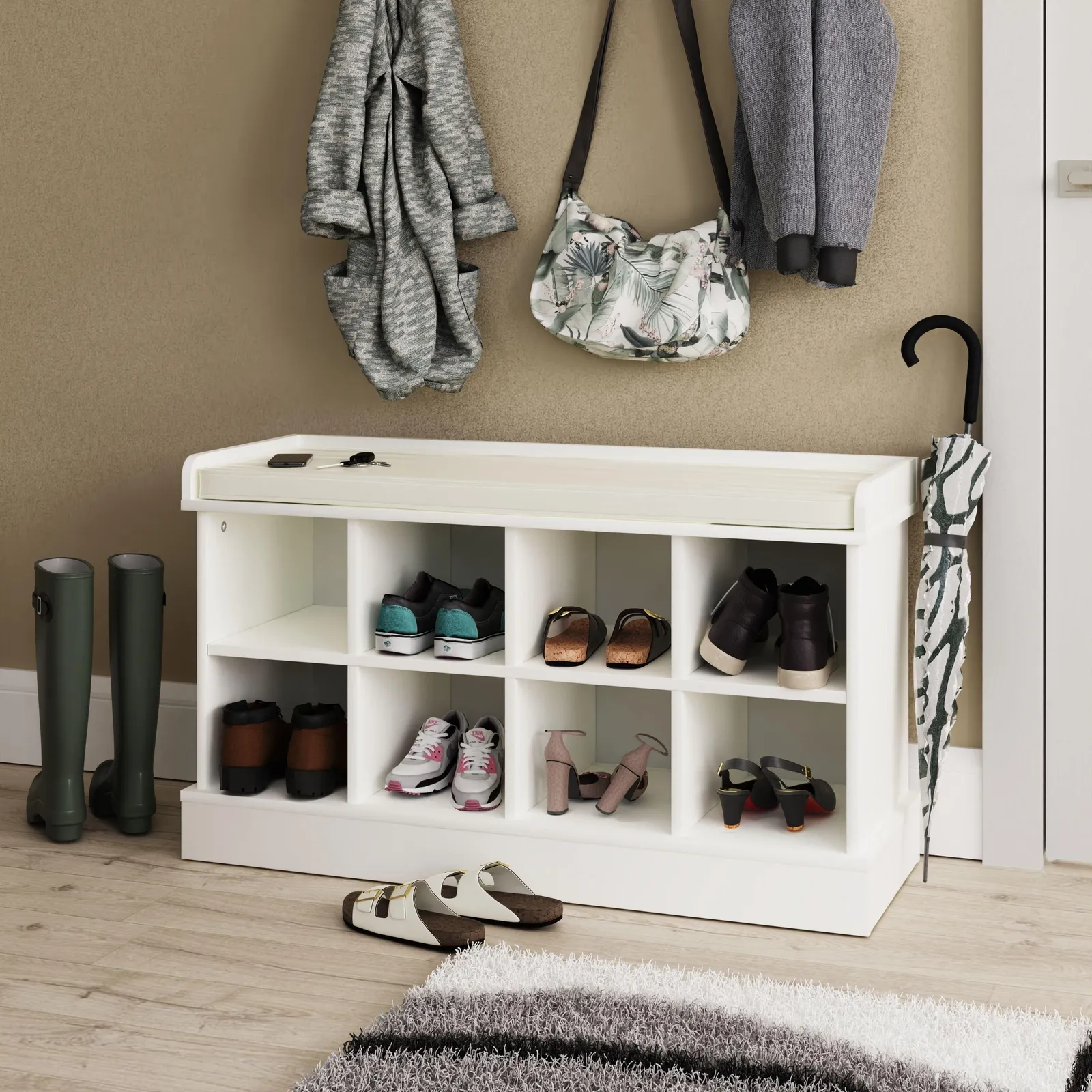 GFW Kempton Shoe Bench in White