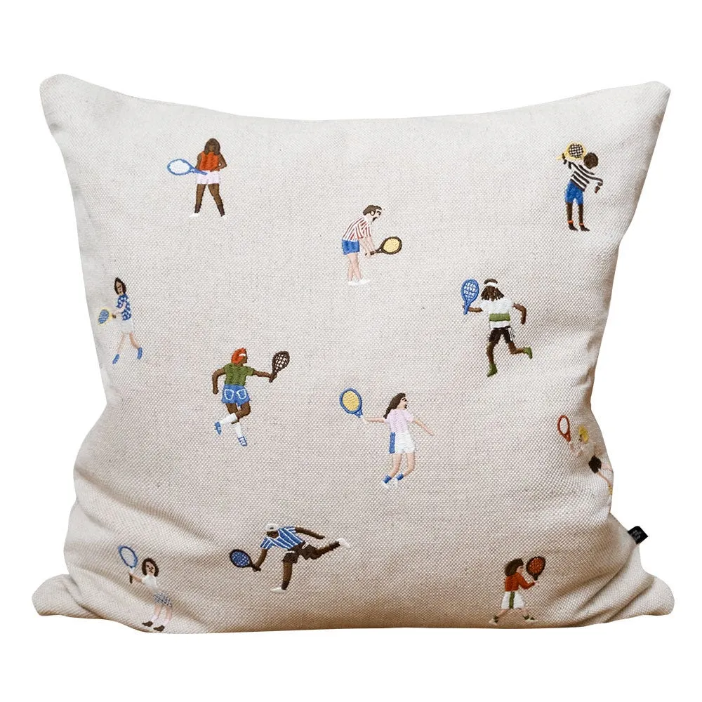 Fine Little Day Tennis Embroidered Cushion 48 x 48cm 2