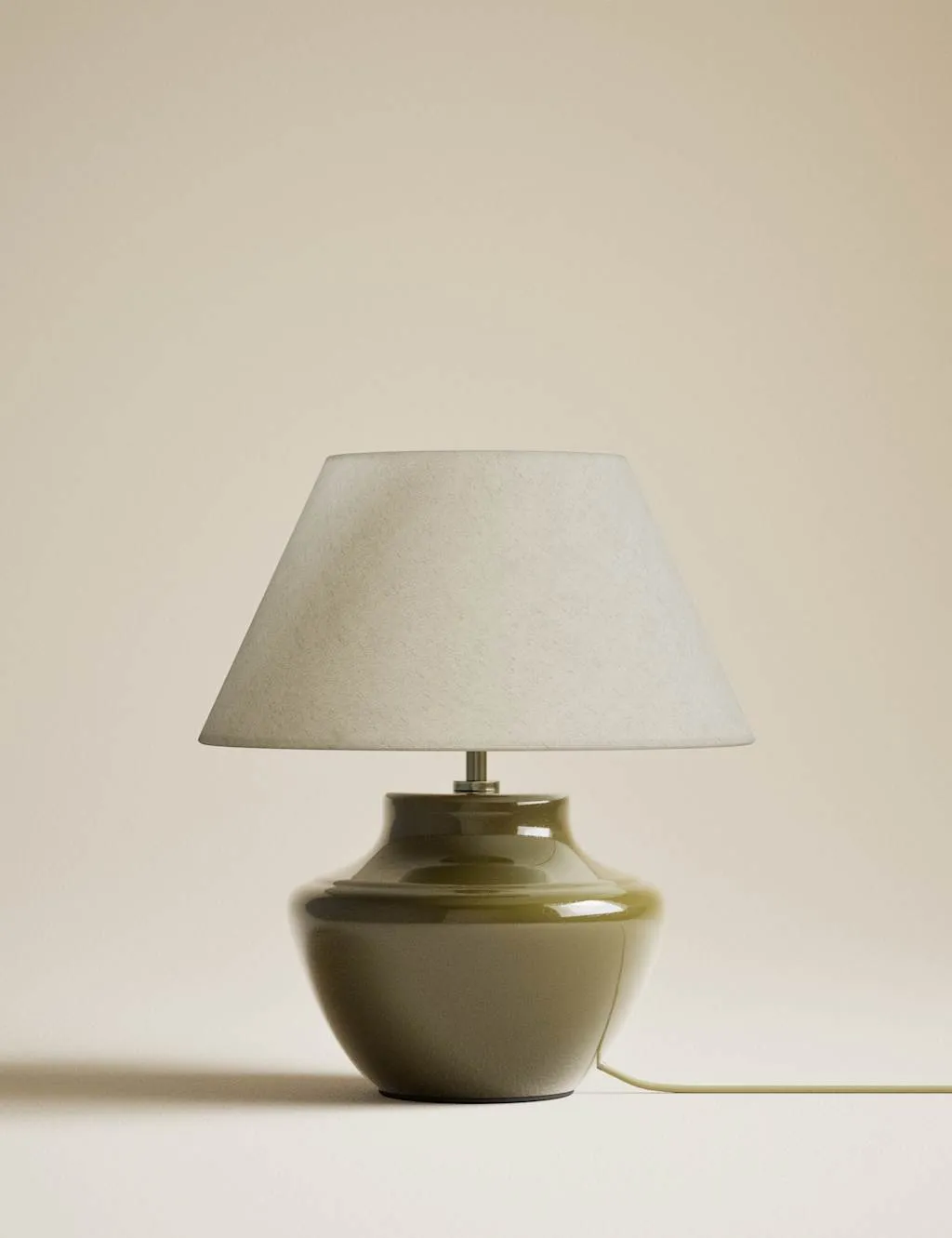 M&S Ceramic Urn Base Table Lamp Green
