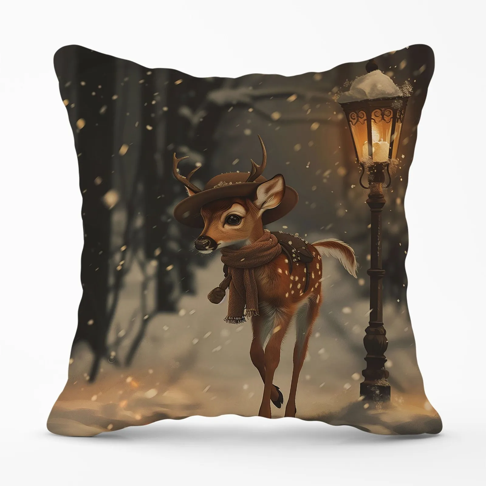 Warren Reed - Designer Fawn In A Snowy Scene Cushions