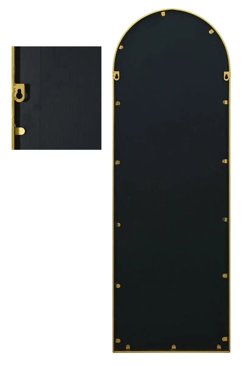 MirrorOutlet Gold Metal Framed Arched Wall Mirror 47" X 16" (120CM X 40CM) 6