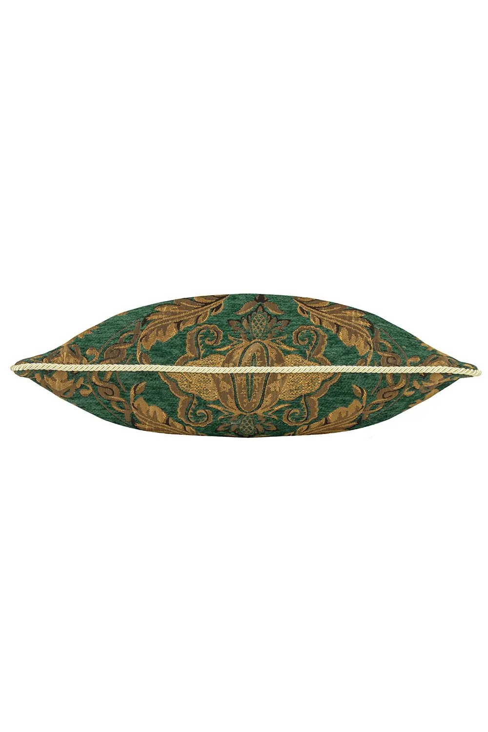 Paoletti Shiraz Traditional Jacquard Pipe Trimmed Cushion in Emerald 2