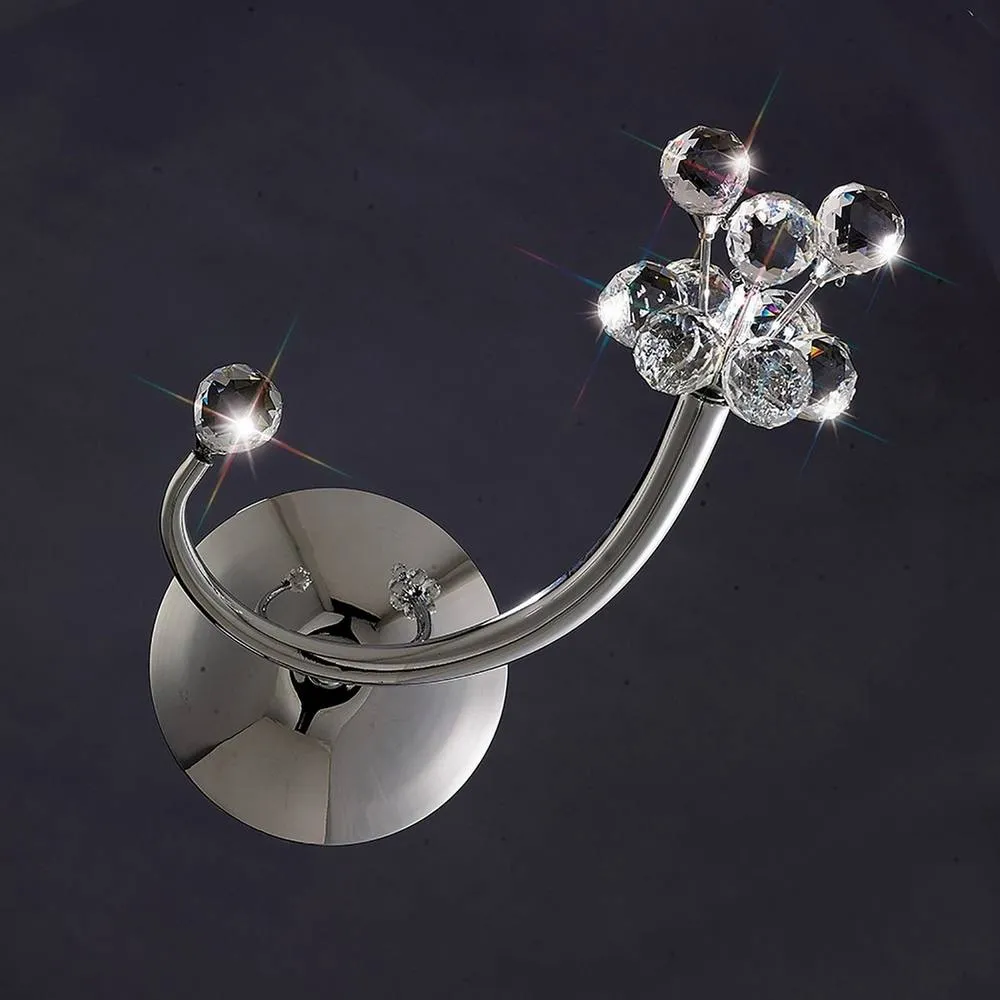 Netlighting Octavia Wall Lamp Chrome Left Facing G4 Switched Crystal in Grey 2