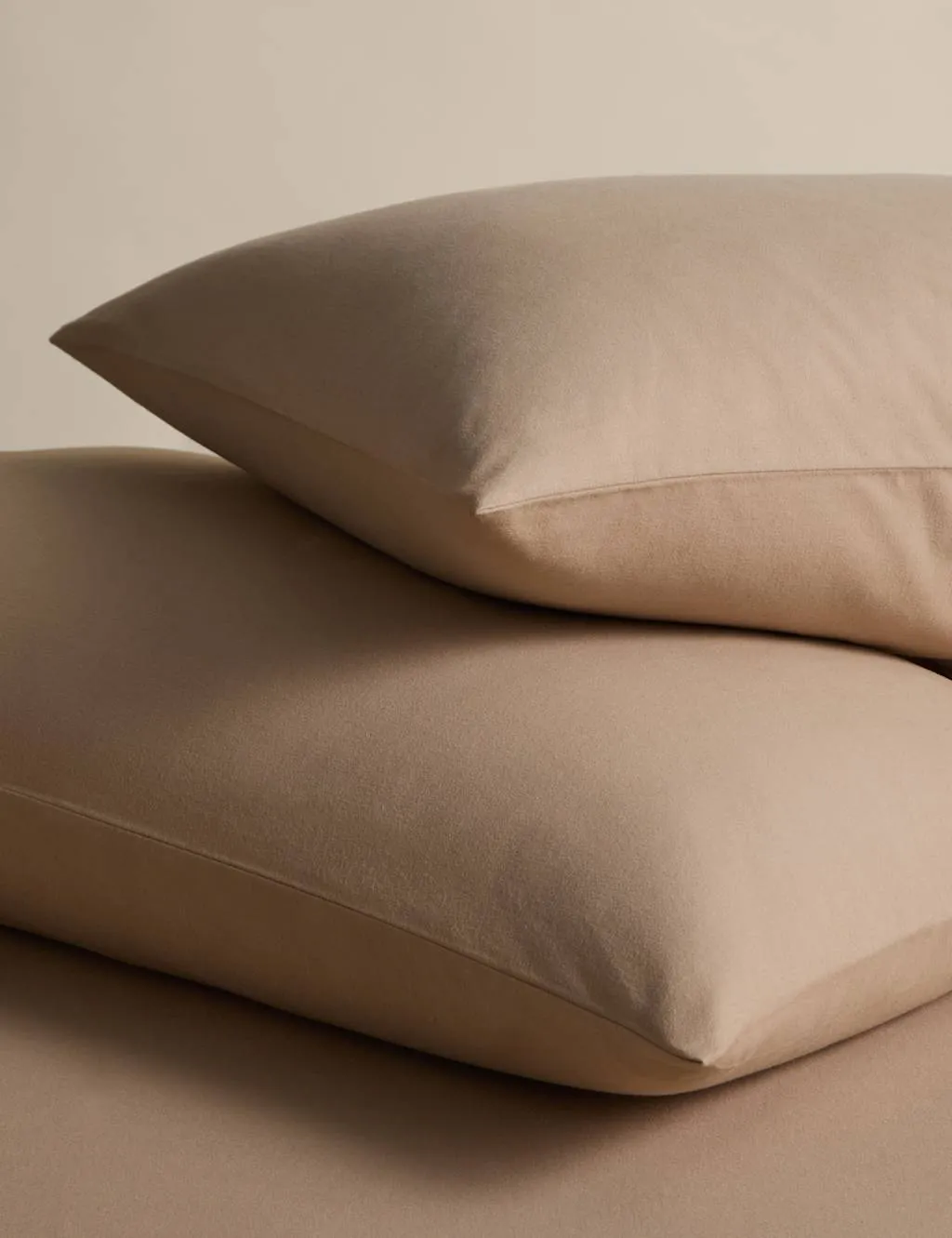 M&S 2 Pack Pure Cotton Brushed Pillowcases Biscuit