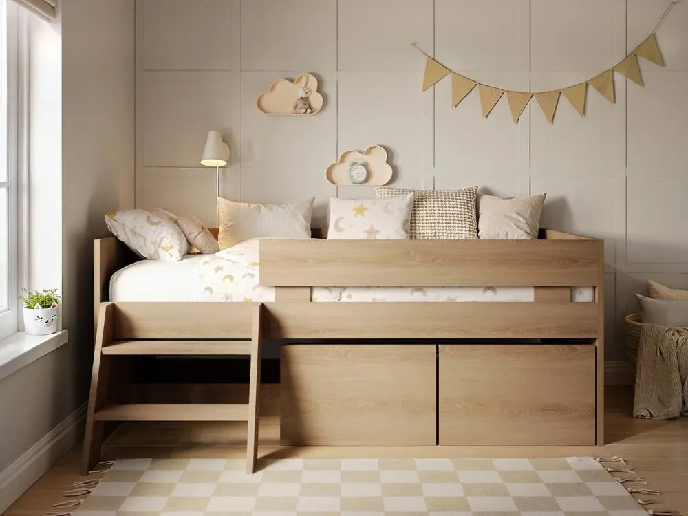 Flair Logan Single Storage Low Sleeper Bed in Brown 2