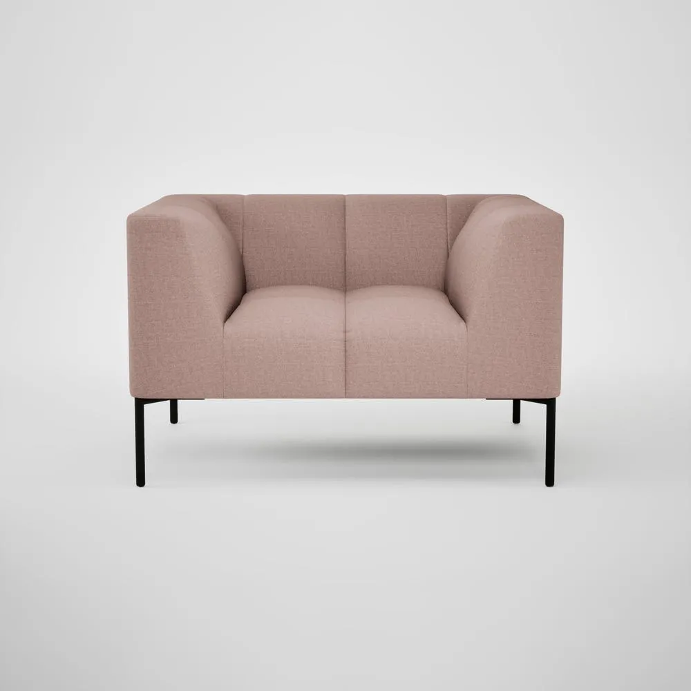 Heal's Quadro Armchair Siena Cotton Dusky Pink Black Feet 1
