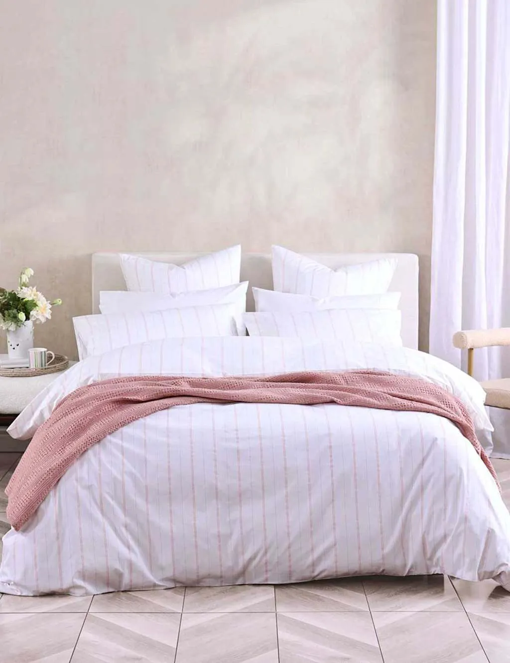 MM Linen Pure Cotton Cape Pink Bedding Set Pink