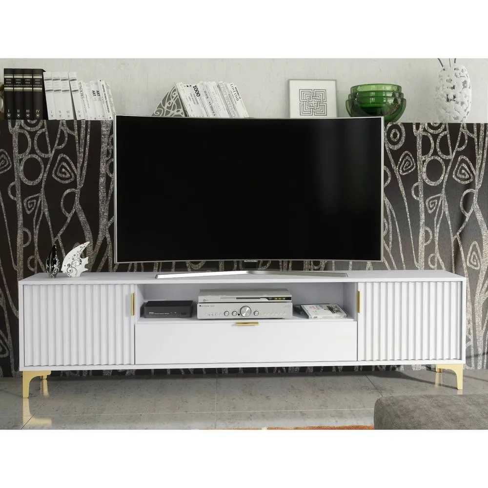 Creative Furniture Tide Crest TV Unit 200cm - White & Gold 4