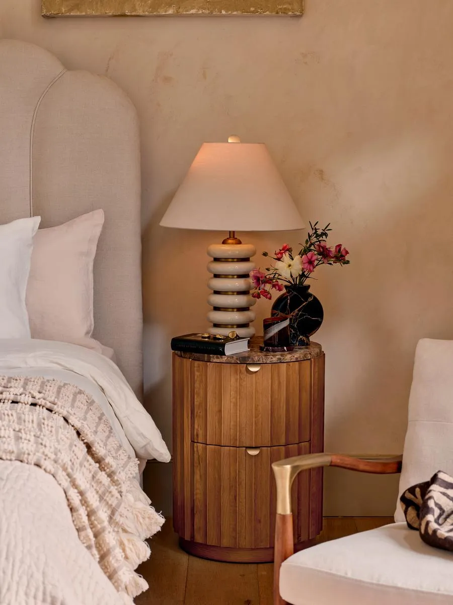 Greyson Table Lamp, High Gloss Lacquer, Cream