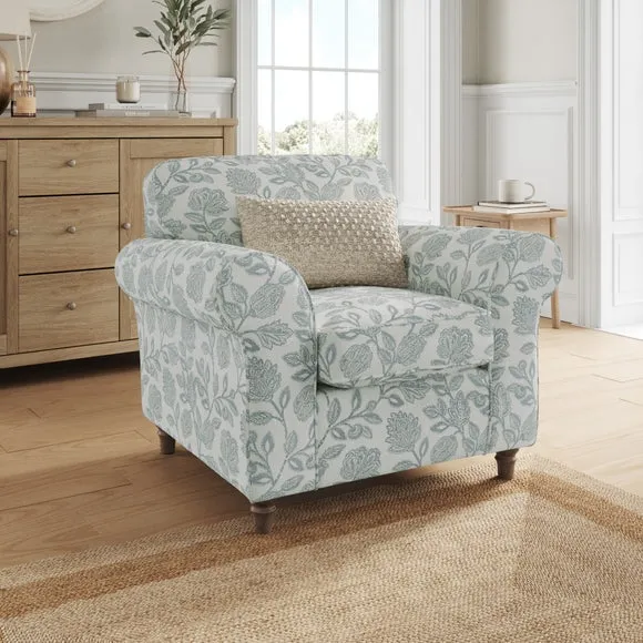Flori Woven Floral Fabric Armchair 1