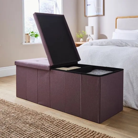 Faux Linen Bed Ottoman 2