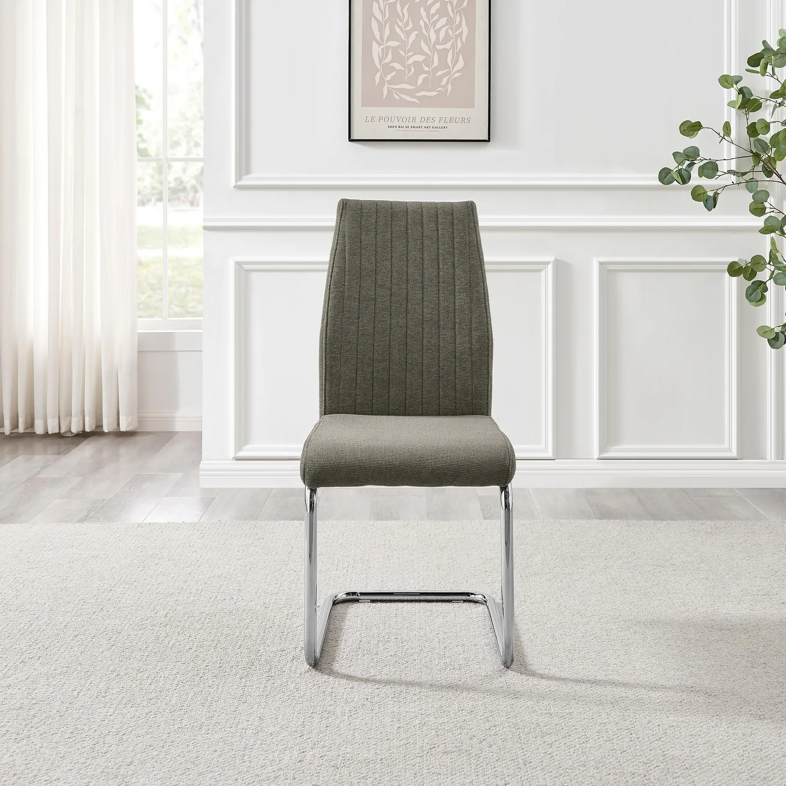 FurnitureboxUK Lorenzo 2x Fabric Silver Leg Dining Chair in Grey 3