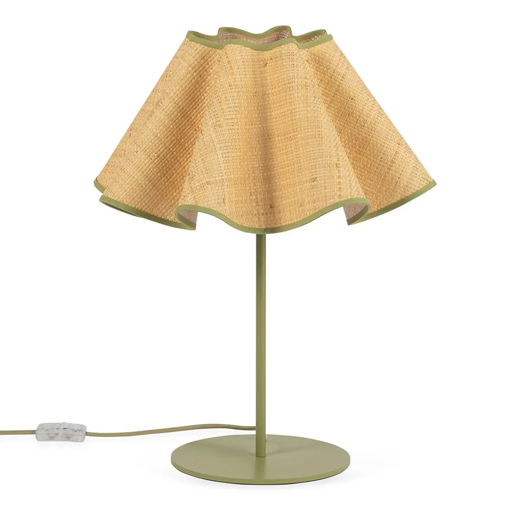 Heal's Raffia Table Lamp Natural & Green 2