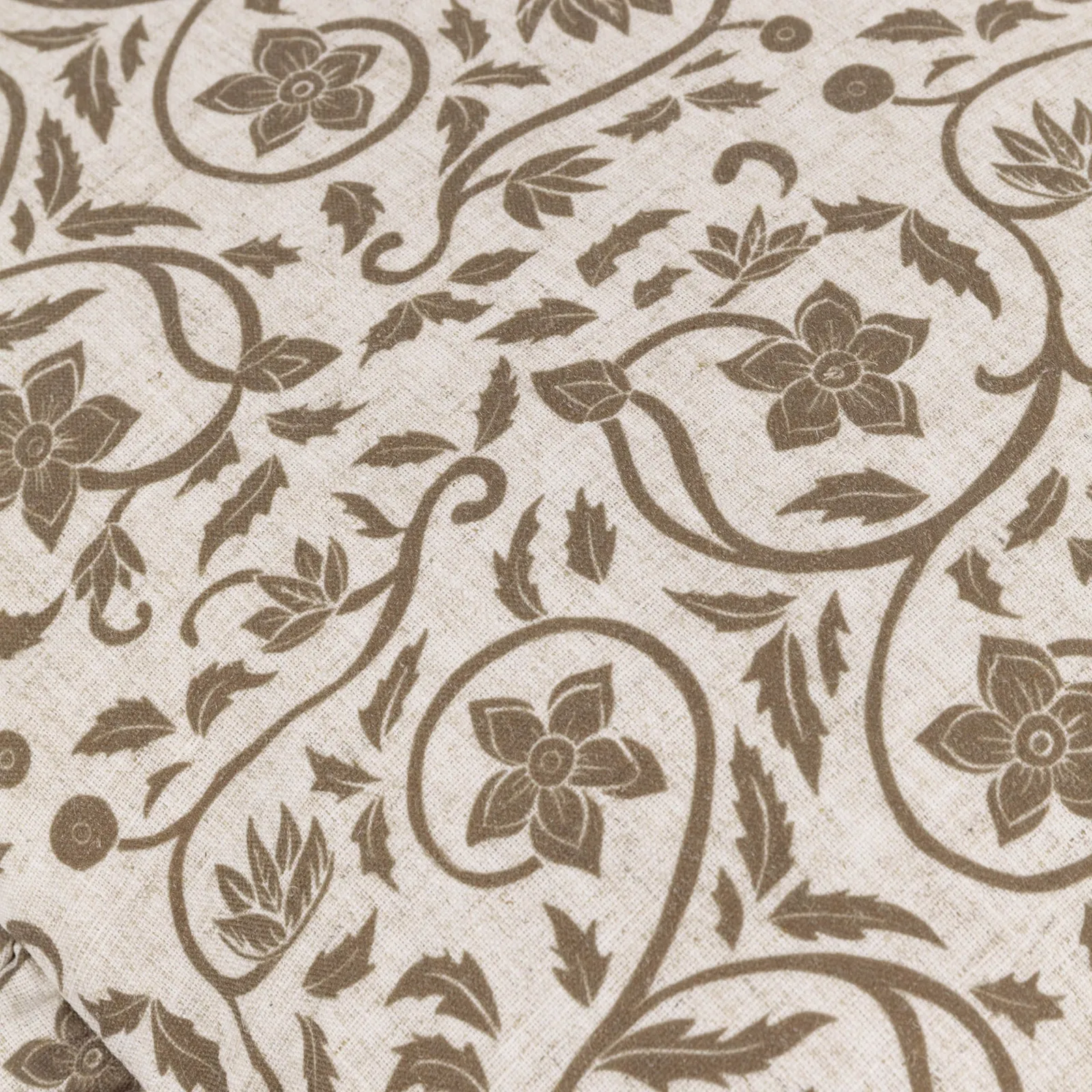 Paoletti Linen Filigree Printed Ruffle Cushion in Olive 6