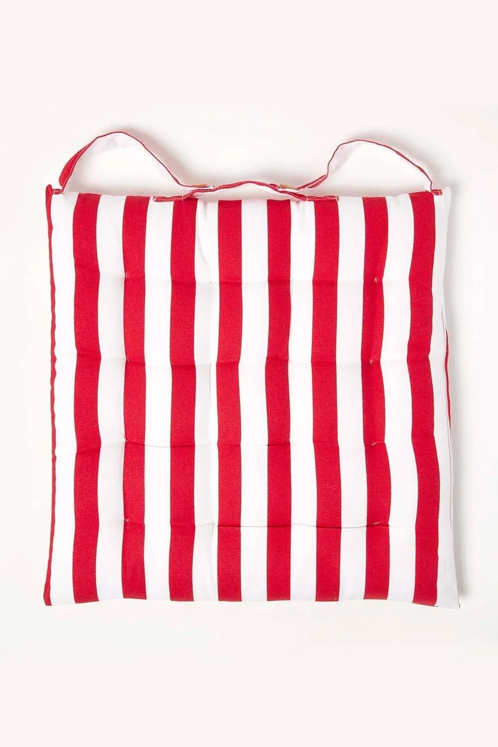 Homescapes Seat Pad Luxury Cotton Red Striped Indoor Outdoor Garden Cushion, 40cm 3