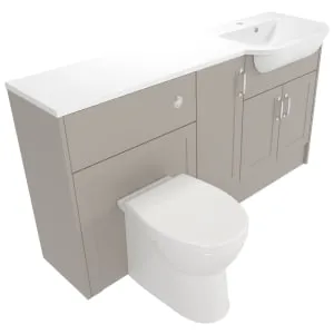 Deccado Padworth Soft Suede Right Hand 1500mm Fitted Vanity & Toilet Pan Unit Combination with Right Hand Basin 2