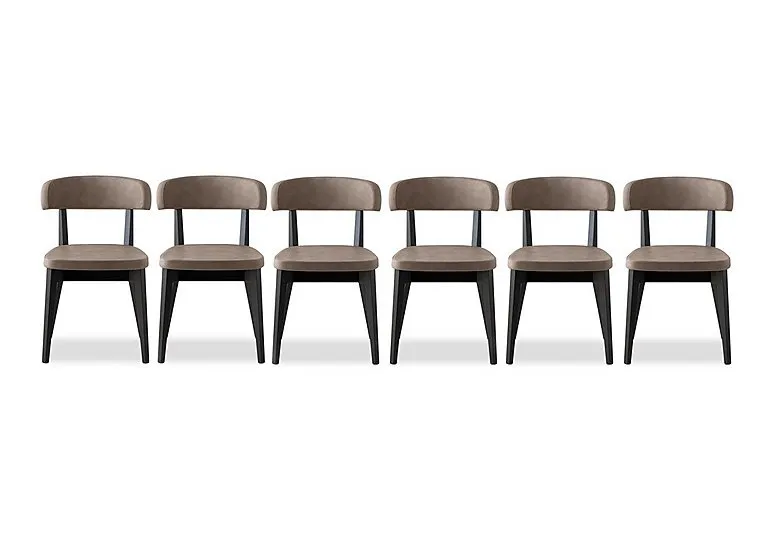 Siren Set of 6 Graphite Wooden Leg Dining Chairs - Desert