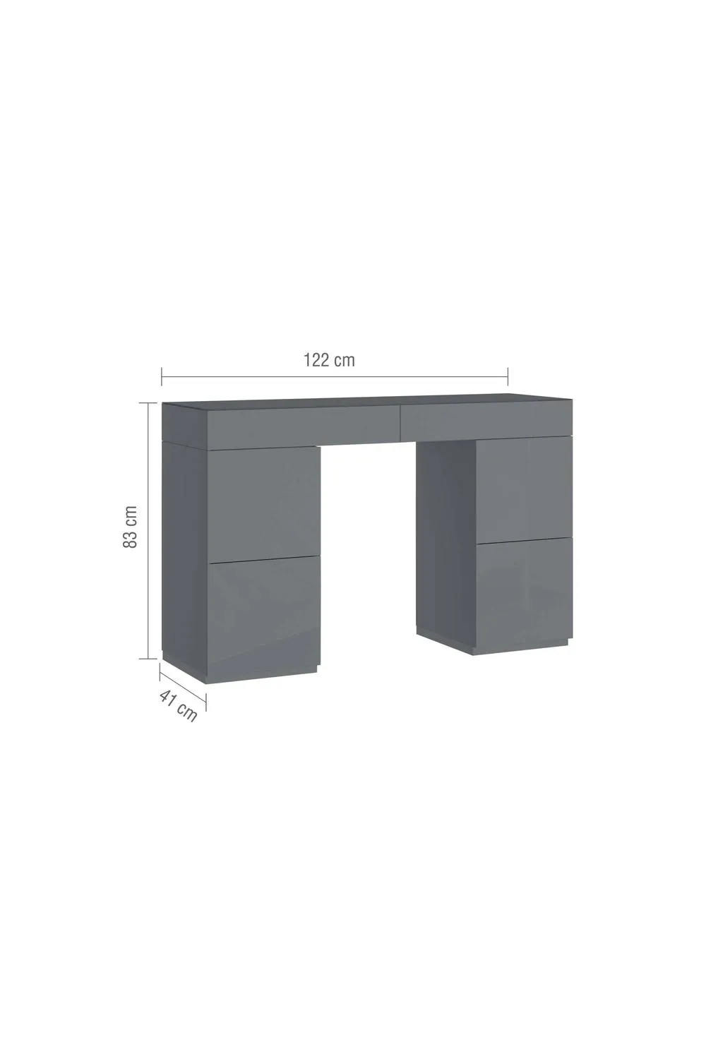 Birlea Liberty 6 Drawer Dressing Table & Mirror Twin Pedestal Grey Glass 5