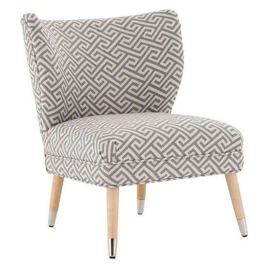 Regelo Park Wingback Fabric Bedroom Chair In Greek Key Print