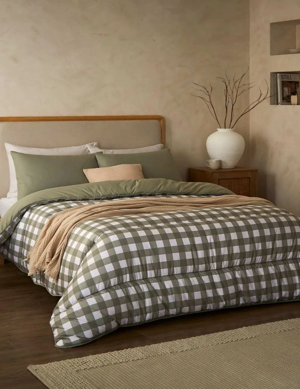 Nightlark Gingham 10.5 Tog Coverless Duvet Set Olive