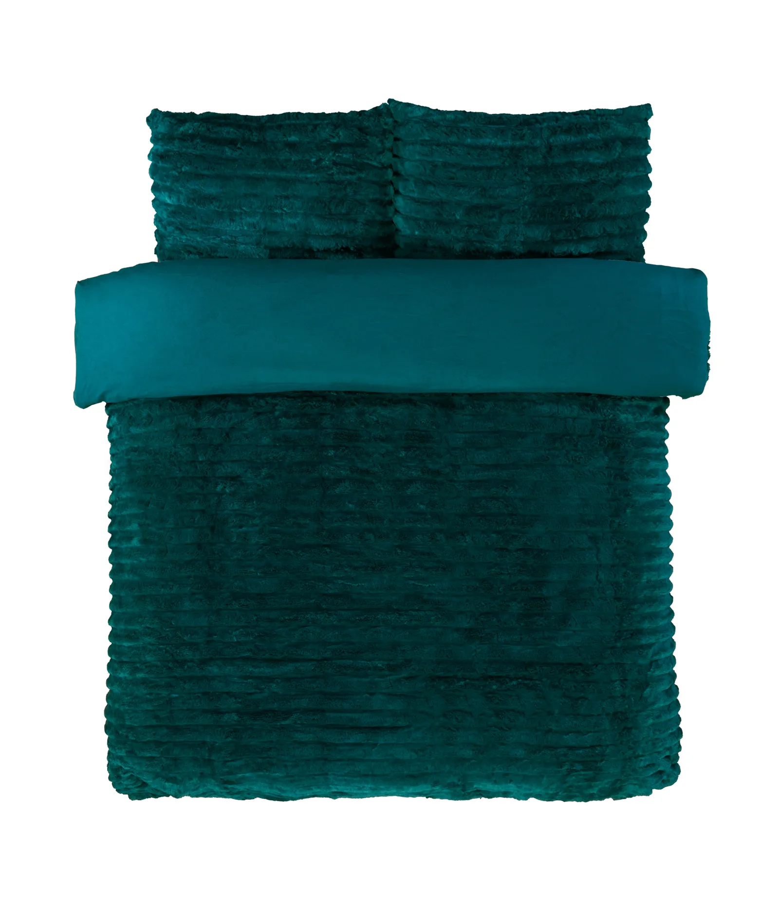 Rapport Home Chunky Ribbed Fur Polyester Soft & Cozy Duvet Cover Set With Pillowcase in Green 2
