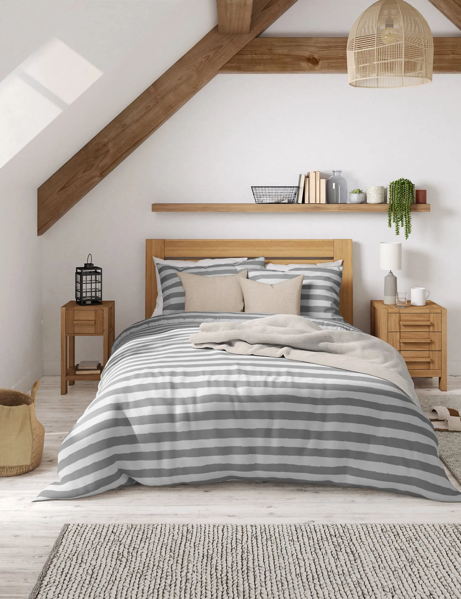 M&S 2 Pack Cotton Mix Striped Bedding Sets