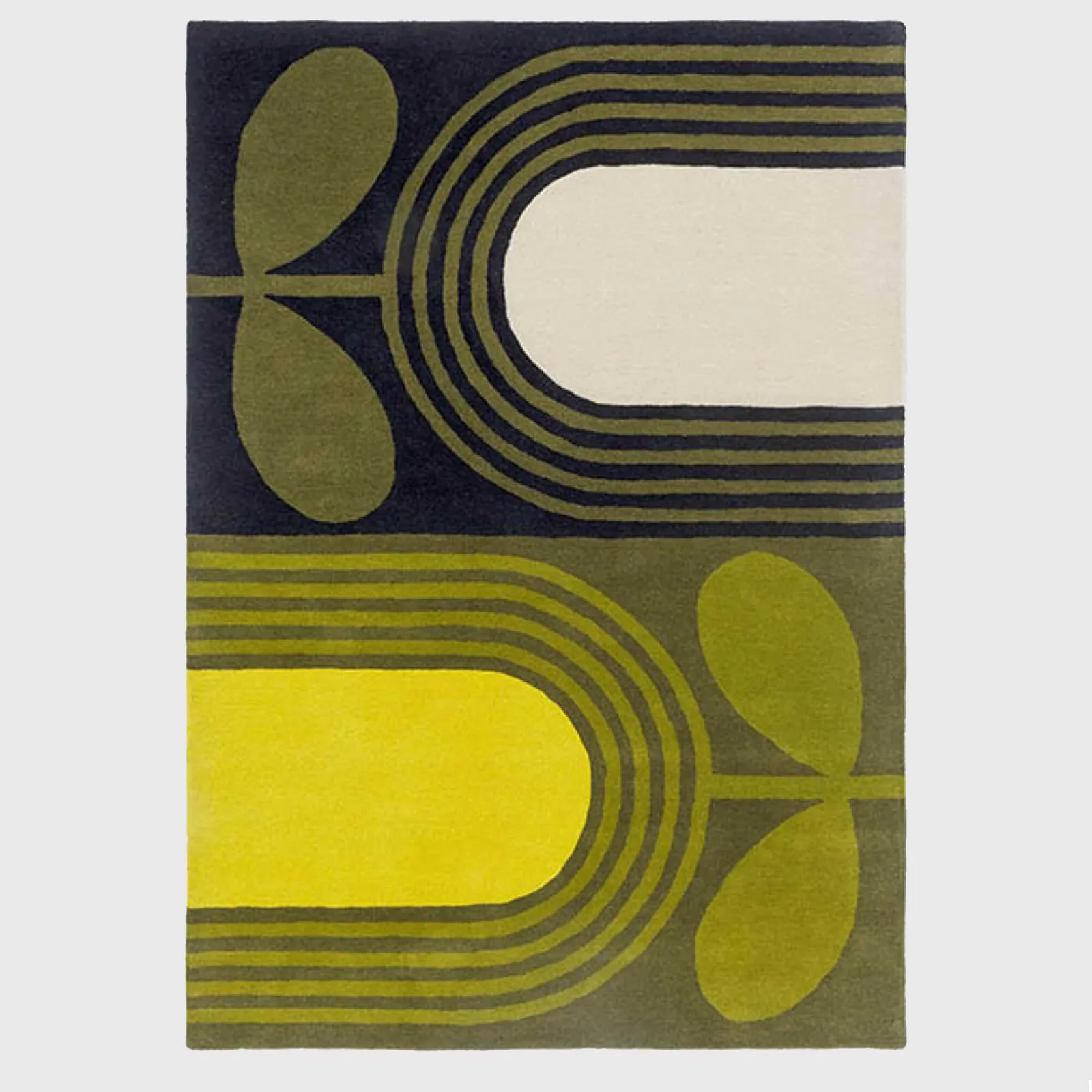 Orla Kiely 160X230Cm Striped Tulip Seagrass Rug, Square Wool | Orla Kiely