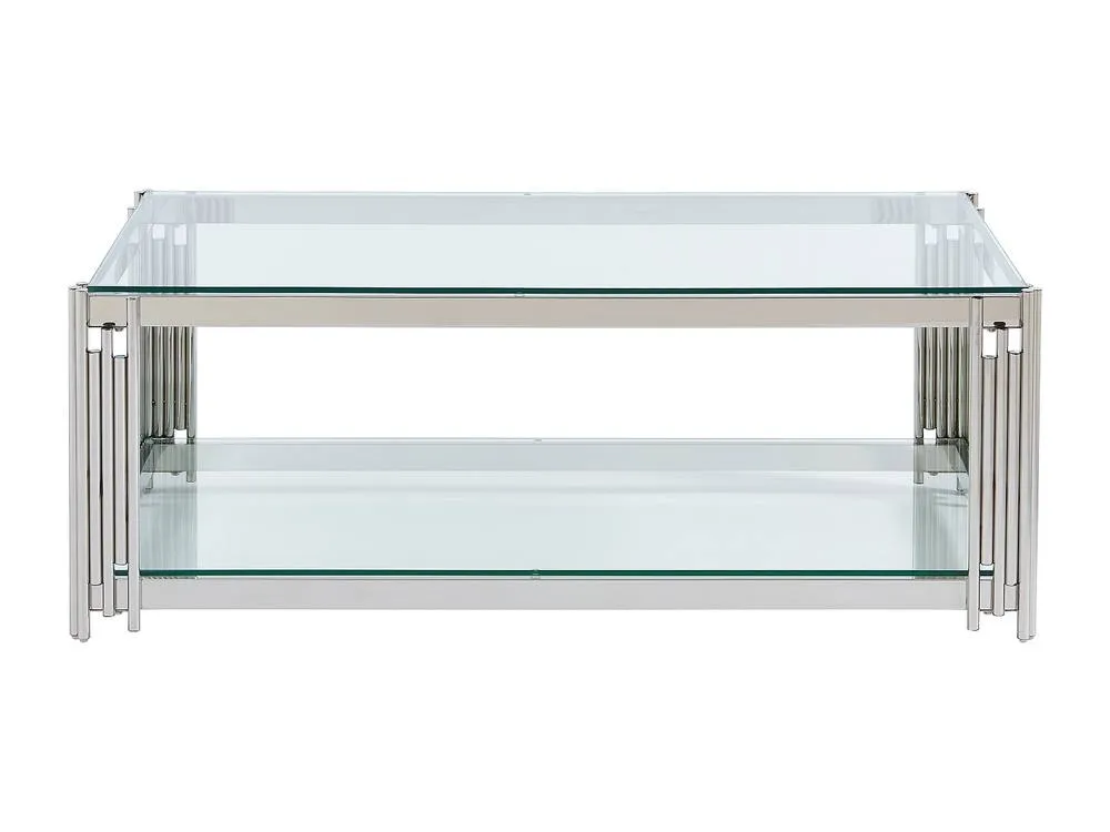 Vente-unique Tempered Glass & Stainless Steel Coffee Table - Chrome - NOMELANO in Silver 5