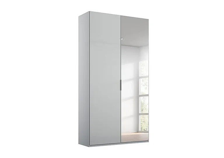 Formes Glass 2 Door Hinged Wardrobe with 1 Mirror - Silk Grey/Silk Grey Front