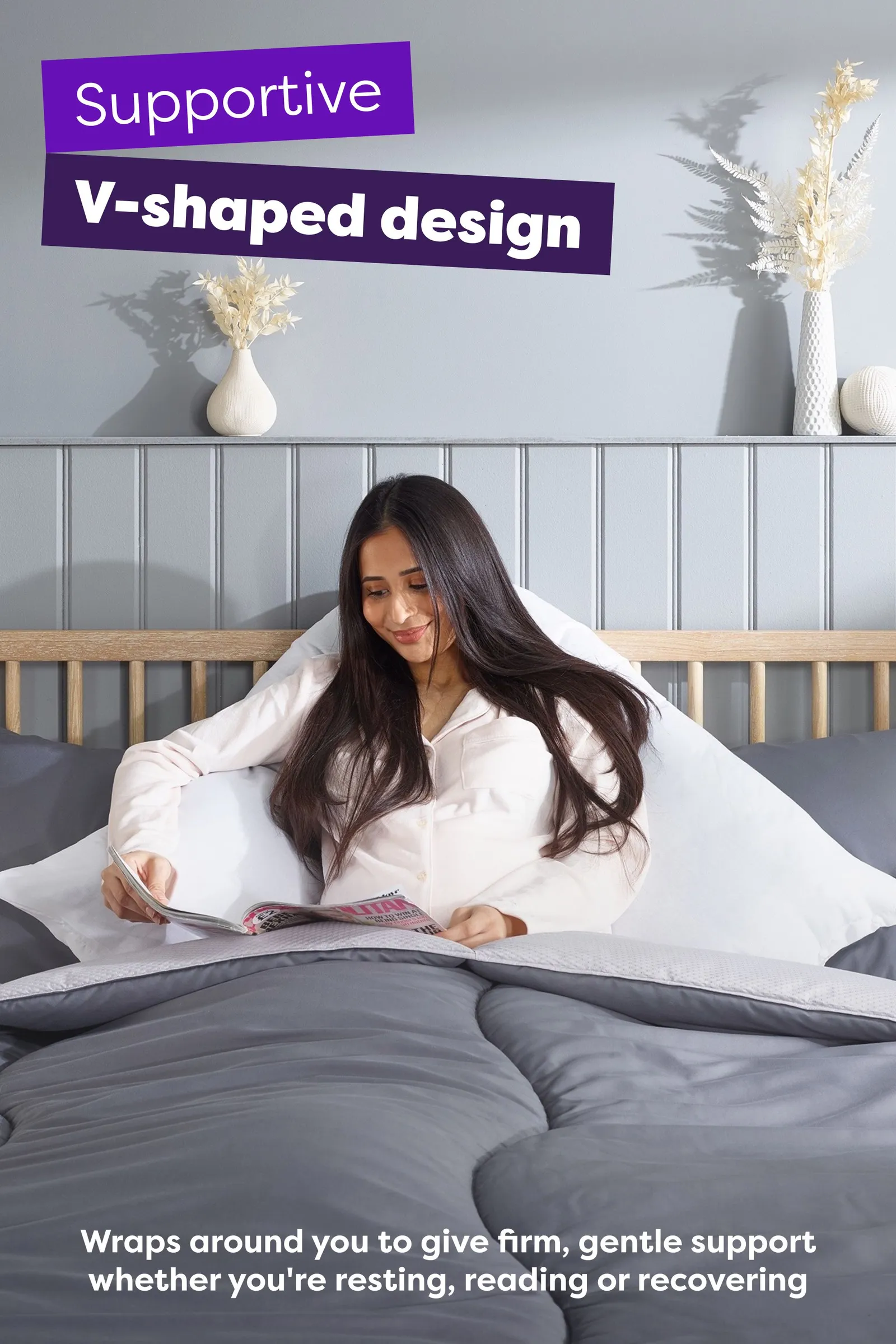 Slumberdown 2 Pack V Shape Medium Support Pillows in White 2