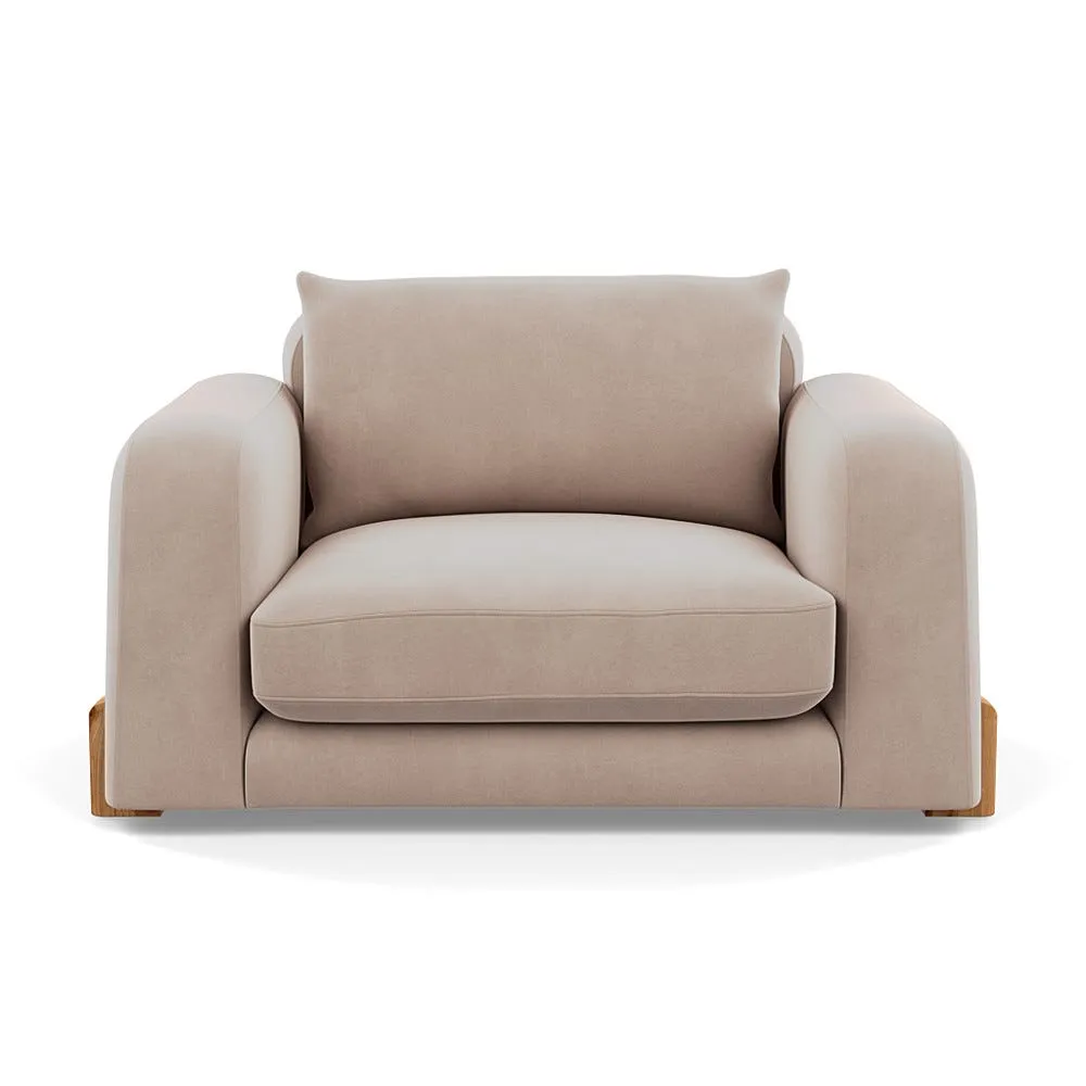 Heal's Nuvola Loveseat Smart Velvet Pebble Natural Oak Feet 1