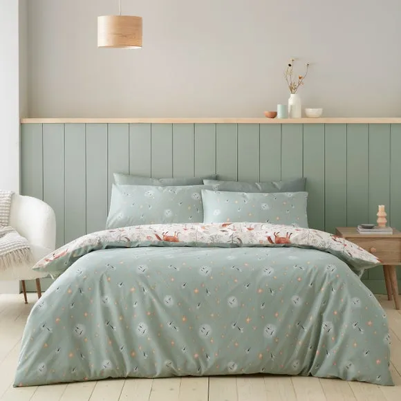 Catherine Lansfield Enchanted Twilight Animals Reversible Duvet Cover & Pillowcase Set 2