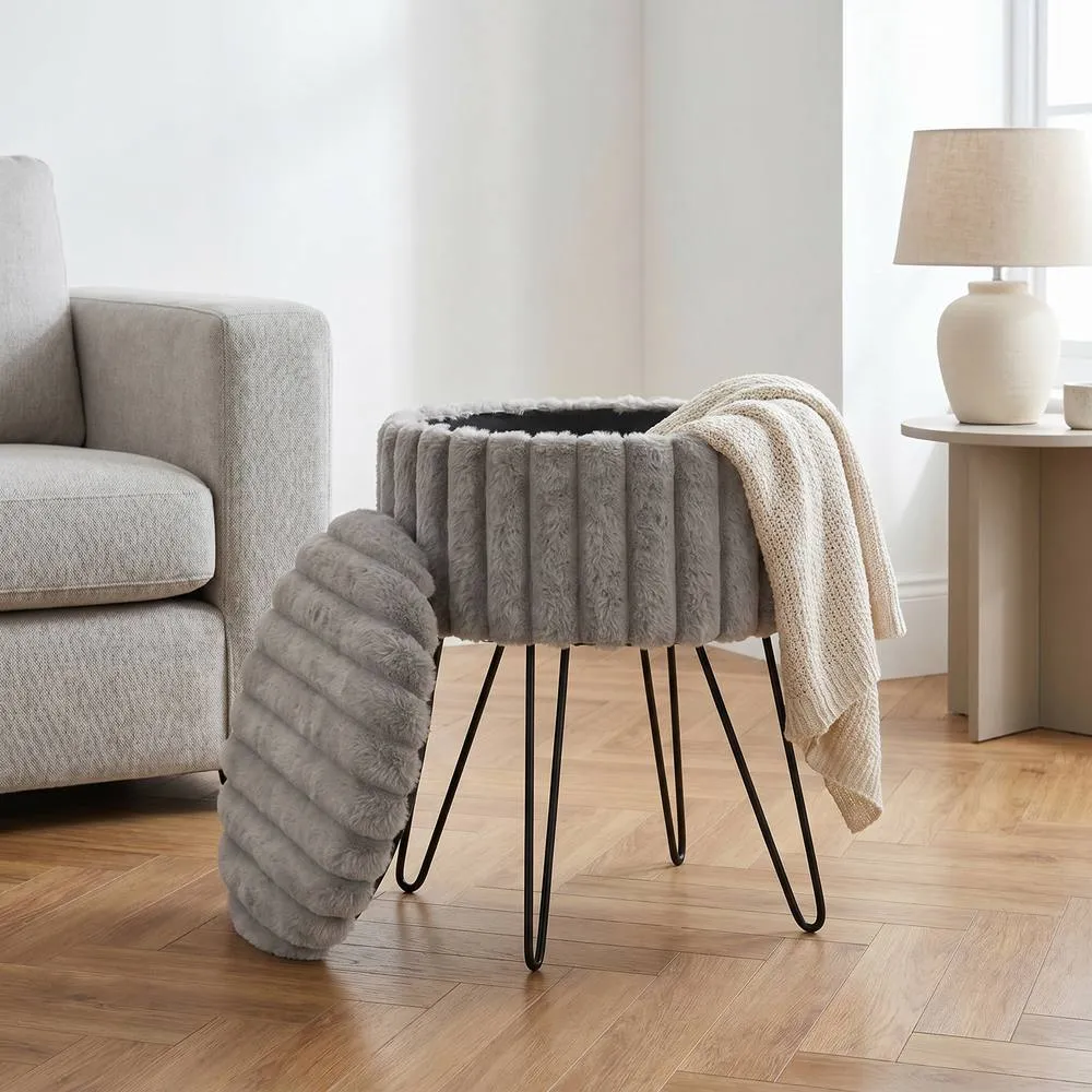 GAVENO CAVAILIA Ribbed Hairpin Storage Stool in Grey 1