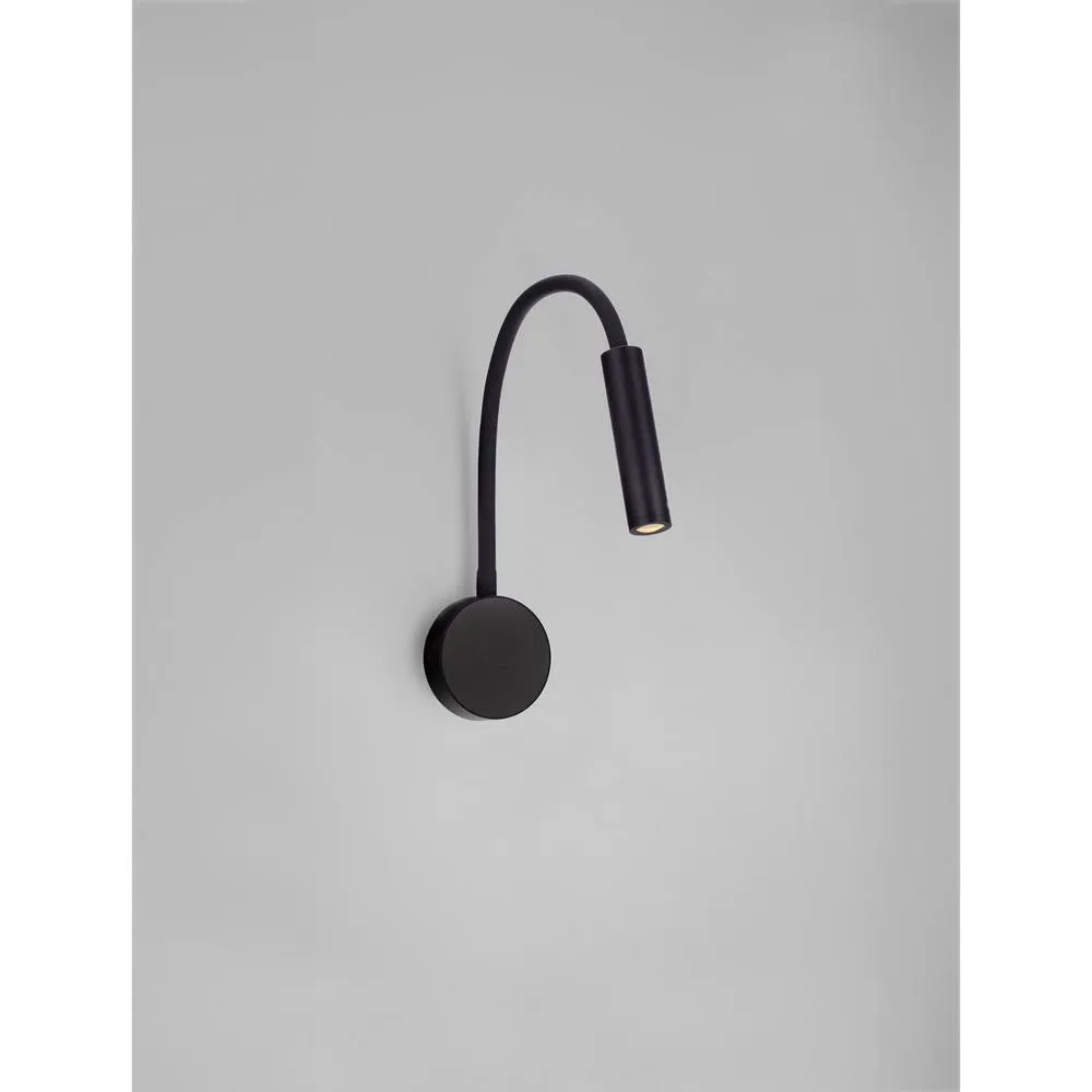 Netlighting Sonica Reading Wall Light Sandy Black LED 6W 453lm IP44 Switch on off 3