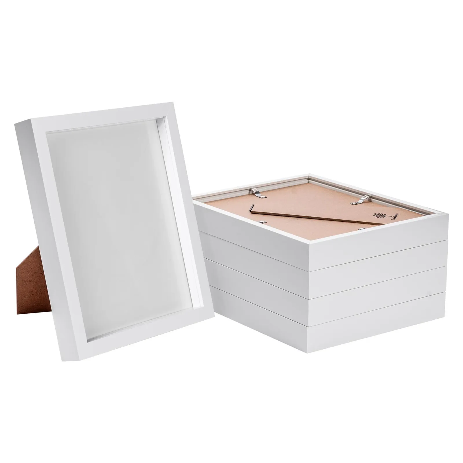 Nicola Spring White 8x10" 3D Box Photo Frames with White Spacer - x5