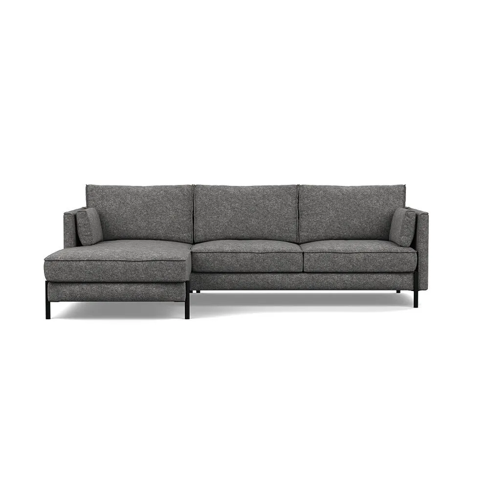Heal's Tortona Left Hand Facing 4 Seater Corner Chaise Melton Wool Shale Black Feet 1