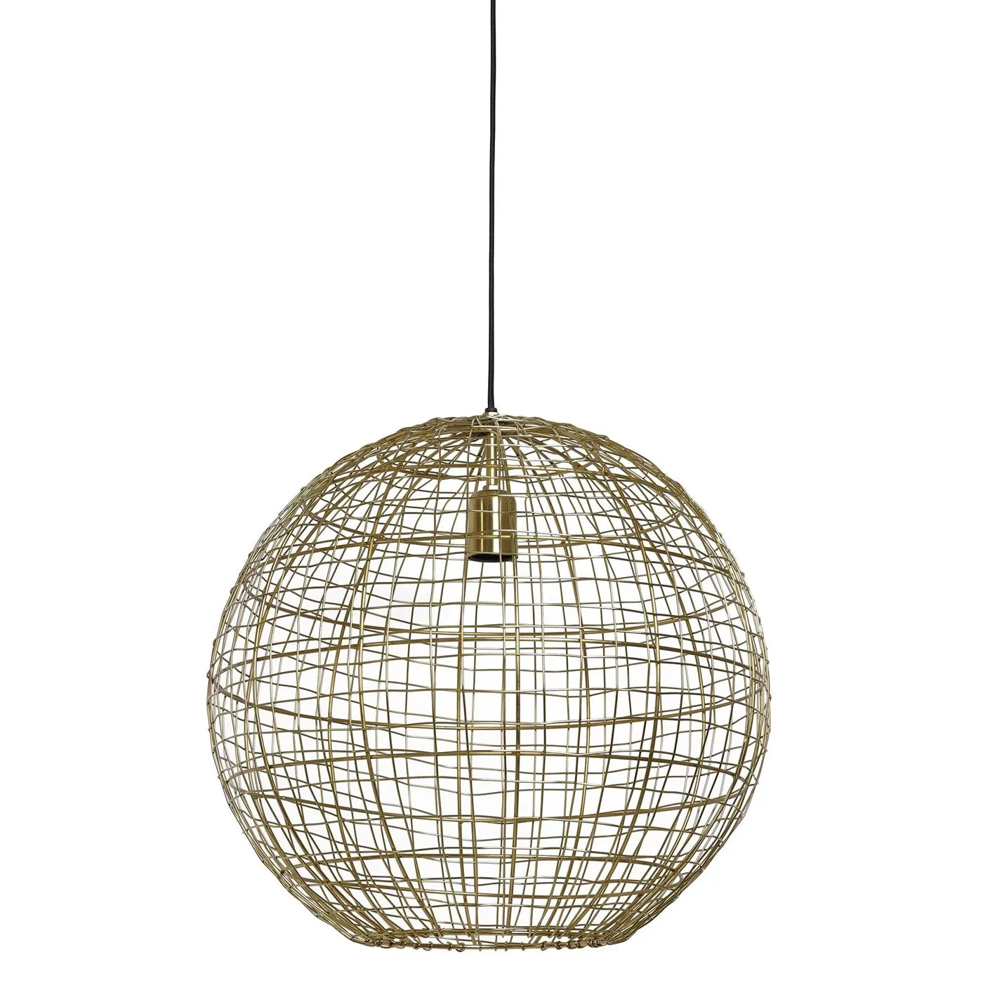 Round Metal Wire Pendant Light, Gold