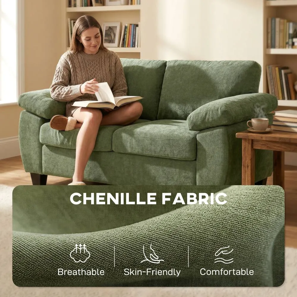HOMCOM 2 Seater Sofa, Chenille Small Sofa with Spring Cushions in Dark Green 5