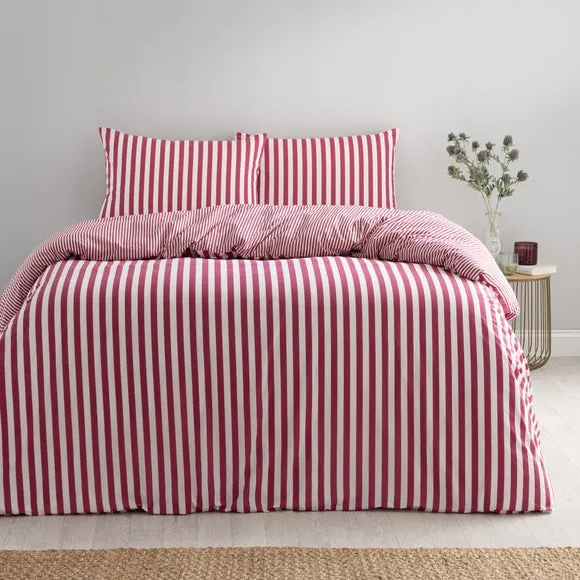 Durham Stripe 100% Cotton Duvet Cover and Pillowcase Set 1